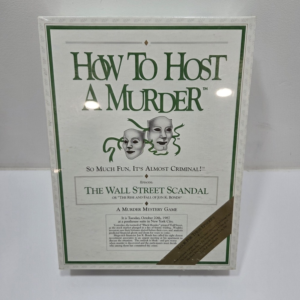 Vintage How To Host A Murder "The Wall Street Scandal" Game 1991-Sealed Box, New